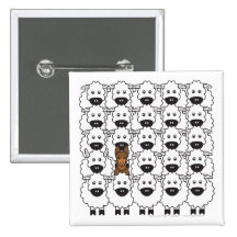 Australian Kelpie in the Sheep Pinback Buttons