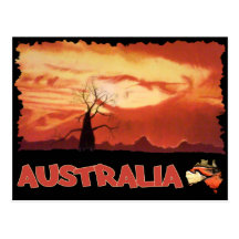 Australian Orange Sunset Postcard