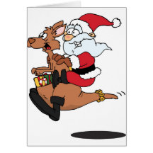 Australian Santa riding a Christmas kangaroo Greeting Card