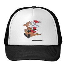 Australian Santa riding a Christmas kangaroo Mesh Hats