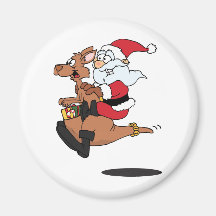 Australian Santa riding a Christmas kangaroo Refrigerator Magnet