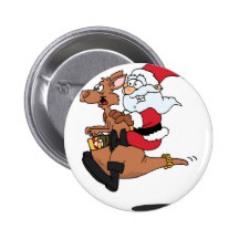 Australian Santa riding a Christmas kangaroo Pins