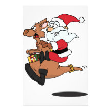 Australian Santa riding a Christmas kangaroo Stationery Design