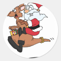 Australian Santa riding a Christmas kangaroo Stickers
