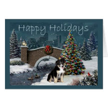 Australian Shepherd Christmas Card Evening