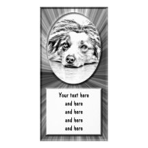 Australian Shepherd dog art Customized Photo Card