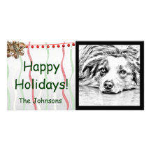 Australian Shepherd dog art Photo Card Template