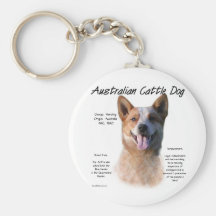 AustralianCattle Dog (redspec) History Design Keychain