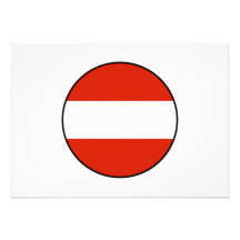 Austria Round Flag Bordered Custom Invites