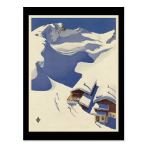 Austria Ski lodge in the Alps Postcard