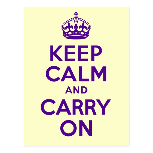 Authentic Keep Calm And Carry On Purple best price Post Card