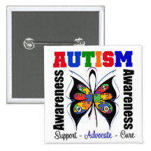 Autism Awareness Butterfly Button