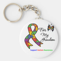 Autism Awareness For My Grandson Keychains