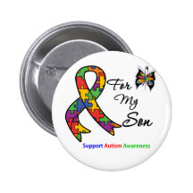 Autism Awareness For My Son Pinback Button