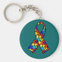 Autism Awareness Jigsaw Puzzle Ribbon Products Key Chains
