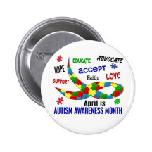 AUTISM AWARENESS MONTH APRIL PINBACK BUTTONS