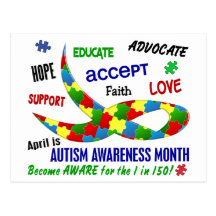 AUTISM AWARENESS MONTH APRIL POSTCARD