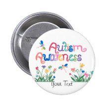 Autism Awareness on White  Button