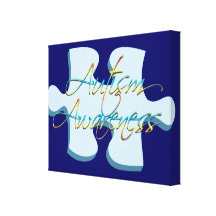 Autism Awareness Puzzle Piece Blue Stretch Canvas Gallery Wrapped Canvas