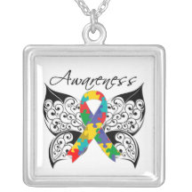 Autism Awareness Tattoo Butterfly Personalised Necklace