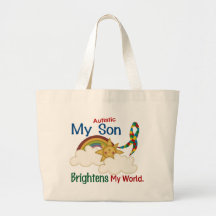 Autism BRIGHTENS MY WORLD 1 Son Canvas Bags