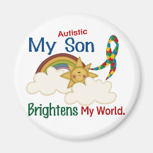 Autism BRIGHTENS MY WORLD 1 Son Fridge Magnet