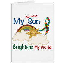 Autism BRIGHTENS MY WORLD 1 Son Greeting Cards