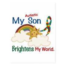 Autism BRIGHTENS MY WORLD 1 Son Postcard