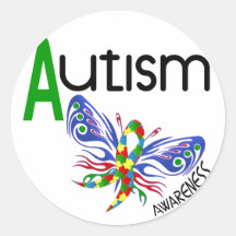 AUTISM Butterfly 3.1 Round Stickers