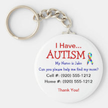 Autism Child ID Zipper Pull (Changeble Text) Key Chains