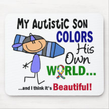 Autism COLORS HIS OWN WORLD Son Mousemats