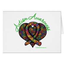 Autism Mosaic Heart Ribbon Cards