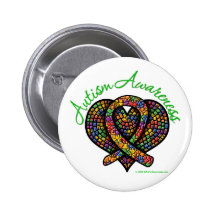 Autism Mosaic Heart Ribbon Pinback Button