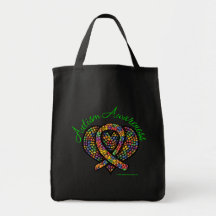 Autism Mosaic Heart Ribbon Tote Bag