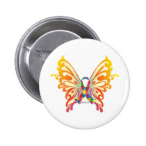 Autism Ribbon Butterfly buttons
