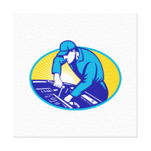 Auto Mechanic Car Repair Retro Stretched Canvas Prints