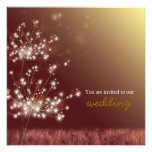Autumn Brown Glitter Dandelions Wedding Invitation