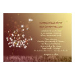 Autumn Brown, Gold Dandelion Floral Wedding Invite