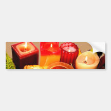 Autumn Candle and Leaf Arrangement Bumper Stickers