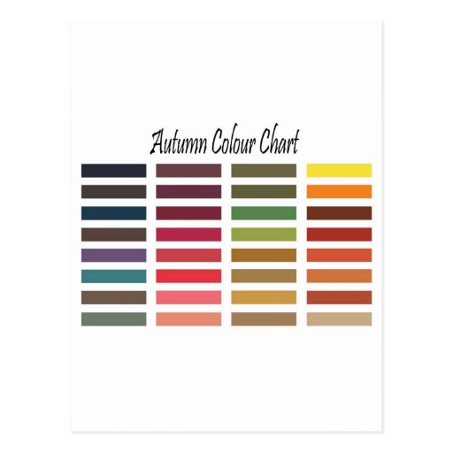Autumn colour chart postcards