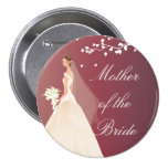 Autumn Crimson MOB Bridal Party Button