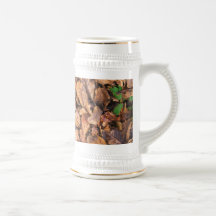 Autumn Dry Leaves and Green Clovers Coffee Mugs