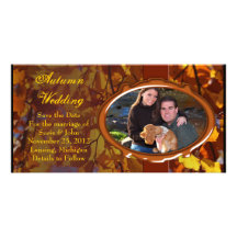 Autumn Fall Wedding Photo Card or Thank You Card