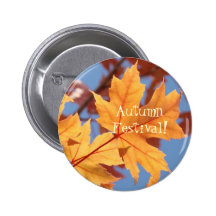 Autumn Festival Buttons Orange Fall Leaves