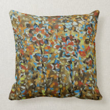 Autumn Flowers original Painting  American MoJo Pi Throw Pillows
