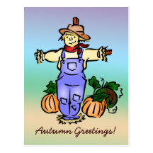 Autumn Greetings Scarecrow Postcard