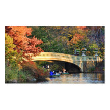 Autumn in Central Park: Boaters by Bow Bridge  #01 Business Card