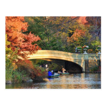 Autumn in Central Park: Boaters by Bow Bridge  #01 Post Cards