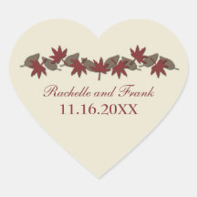 Autumn Leaves Border Wedding Stickers, Red/Brown