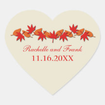 Autumn Leaves Border Wedding Stickers, Red/Orange